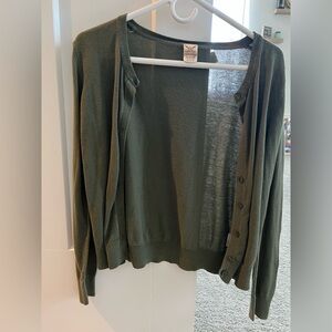 Women's Green Cardigan Sweater
